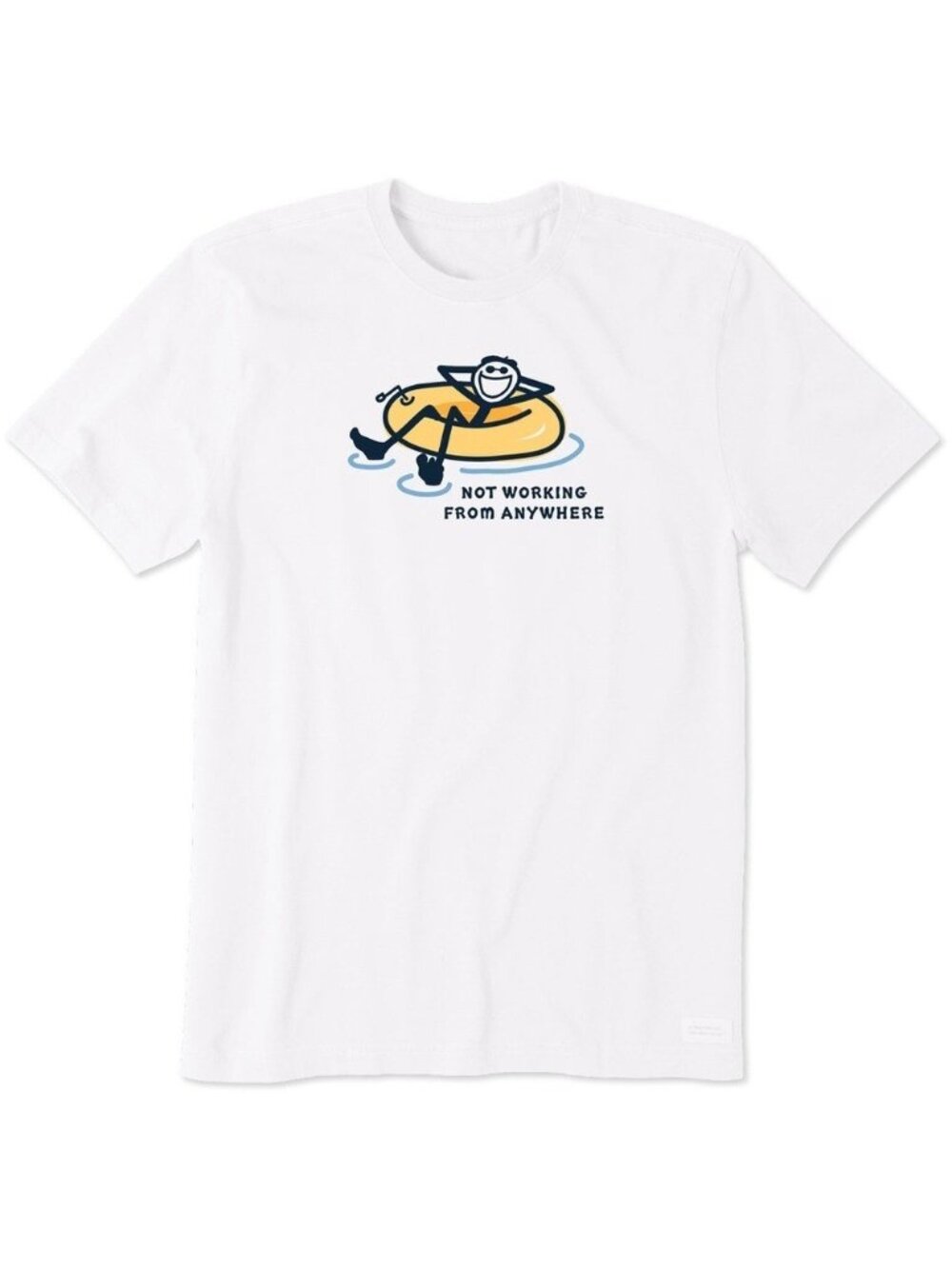 Life Is Good White T-Shirt with Man Floating in Inner Tube and Golf Cart